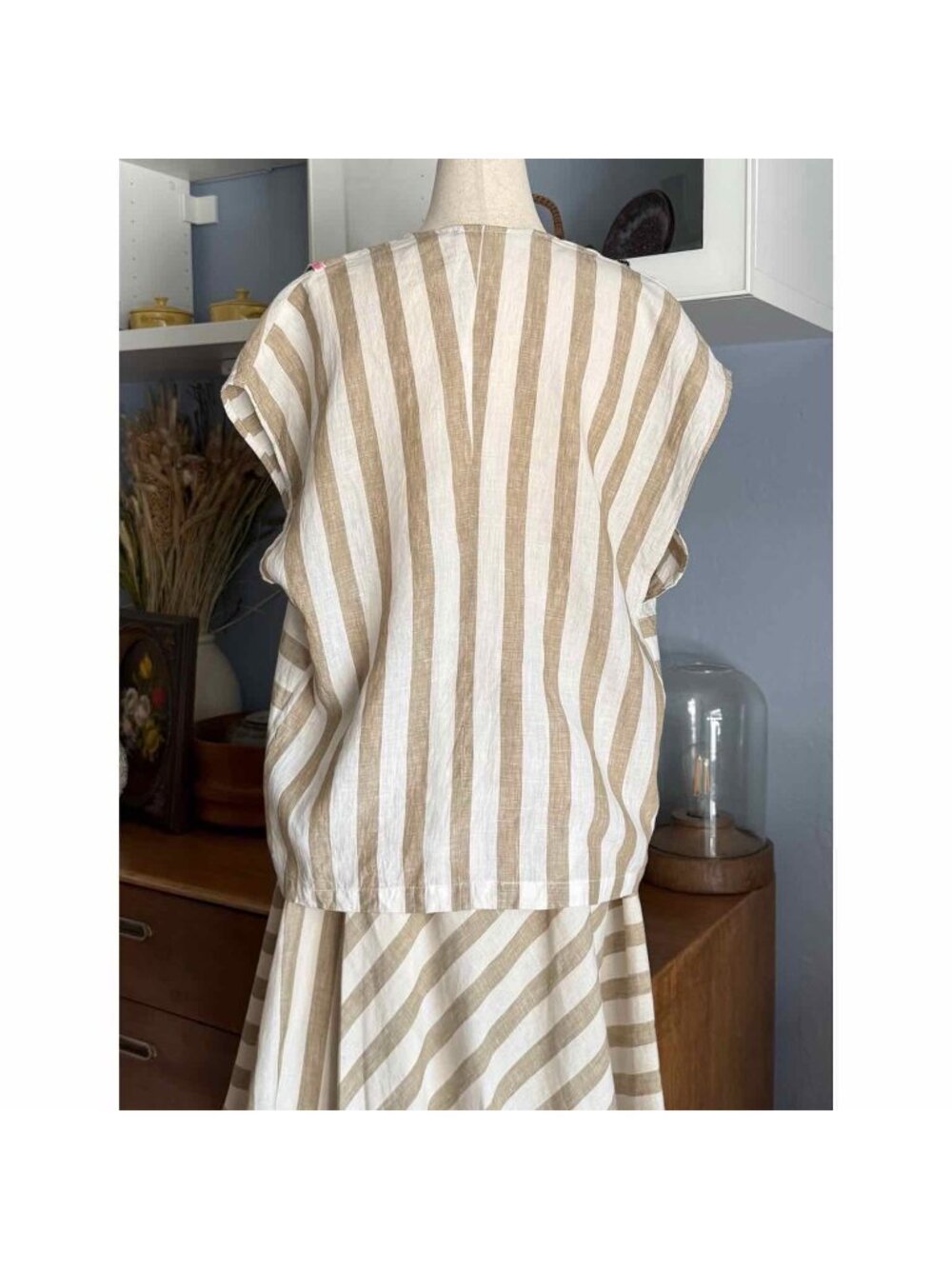 Carla Fernandez Striped Linen Embroidered Top & Skirt Set Sz M - Picture 3 of 10